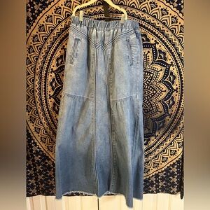 Blue Denim Maxi Skirt